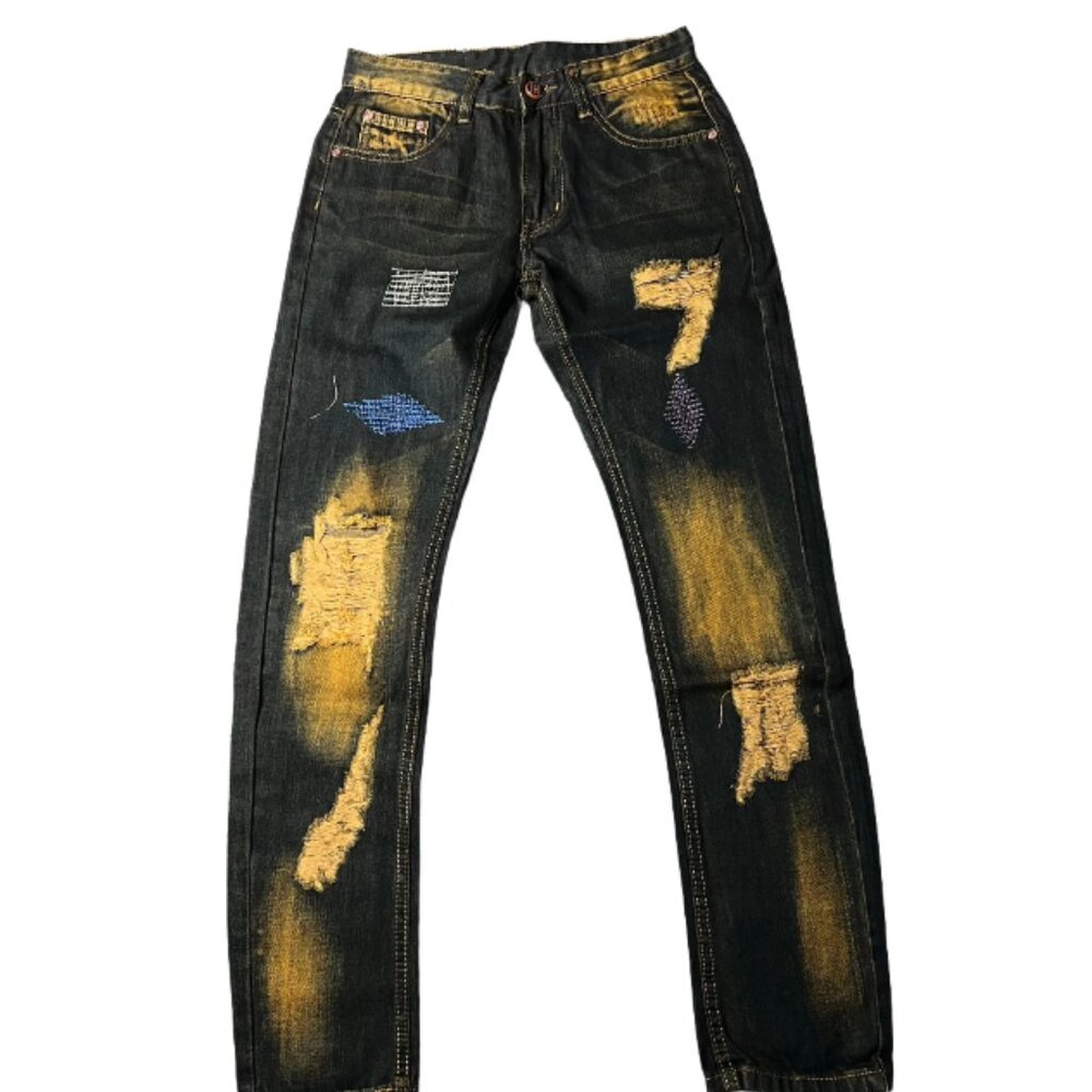Vintage Distressed Patchwork Jeans